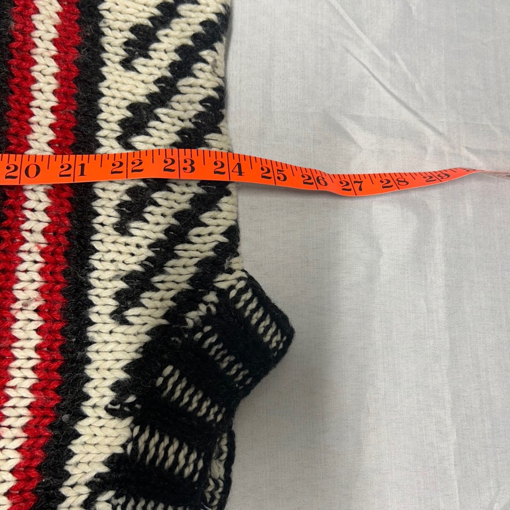 Flexible Vintage Chunky Knit Geometric Tribal Sweater Black Red White Mens M - Picture 6 of 7
